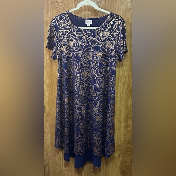 LuLaRoe Navy and Gold Floral Dress size‎ S - Picture 1 of 4